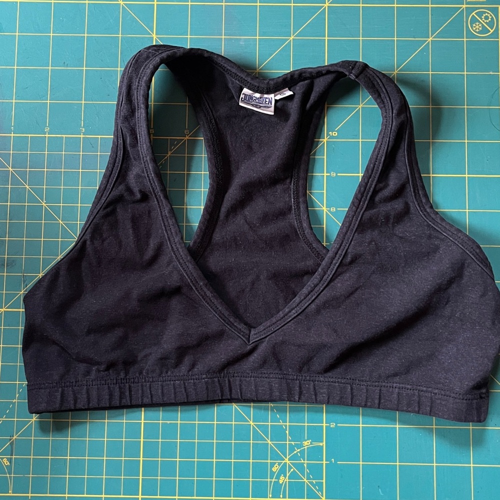 GUC Jungmaven hemp and cotton Racer Bra in Black, size S